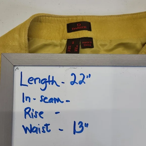 Danier genuine leather Suede mustard flare skirt - Picture 14 of 14